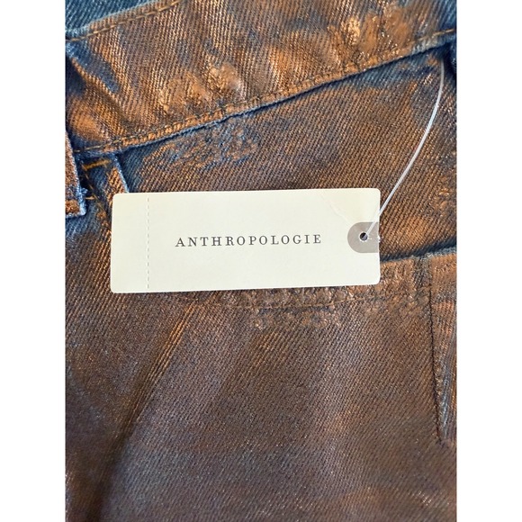 Anthropologie PILCRO Devon Rins Jean Shorts COATED EDITION Sz 27 Metallic Bronze - Picture 6 of 14